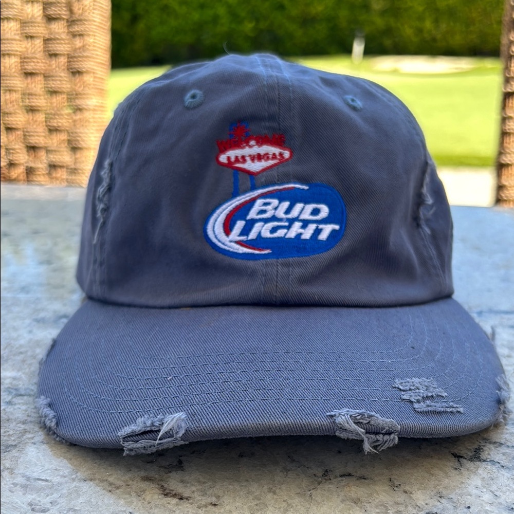 Bud Light Welcome to Las Vegas Gray Distressed Cap
